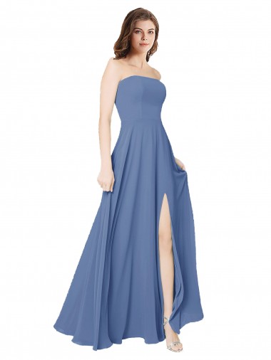 Open Back Sleeveless Strapless A-Line Soft Chiffon Formal Dress / Bridesmaid Dress Worcester