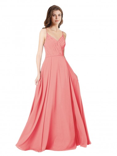 Criss Cross Open Back Sleeveless V-Neck A-Line Soft Chiffon Bridesmaid Dress Worcester