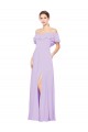 Low Back Lilac Sleeveless Off the Shoulder A-Line Soft Chiffon Bridesmaid Dress Worcester