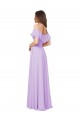 Low Back Lilac Sleeveless Off the Shoulder A-Line Soft Chiffon Bridesmaid Dress Worcester