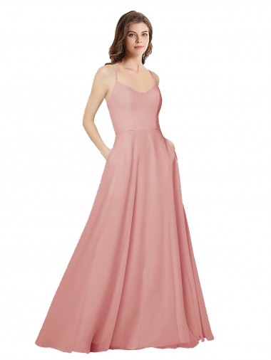Criss Cross Open Back Sleeveless Strapless A-Line Soft Chiffon Bridesmaid Dress Worcester