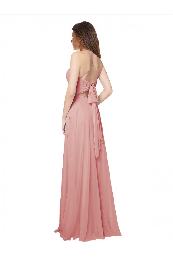 Criss Cross Open Back Sleeveless Strapless A-Line Soft Chiffon Bridesmaid Dress Worcester