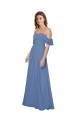 Open Back Flutter Sleeves Off the Shoulder A-Line Soft Chiffon Bridesmaid Dress Worcester