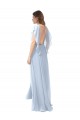 Open Back Flutter Sleeves V-Neck A-Line Soft Chiffon Bridesmaid Dress / Formal Dress Worcester