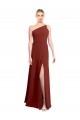Burgundy Sleeveless One Shoulder A-Line Soft Chiffon Formal Dress / Bridesmaid Dress Worcester