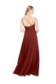 Burgundy Sleeveless One Shoulder A-Line Soft Chiffon Formal Dress / Bridesmaid Dress Worcester