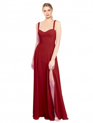 Red Sleeveless Sweetheart A-Line Soft Chiffon Bridesmaid Dress Worcester