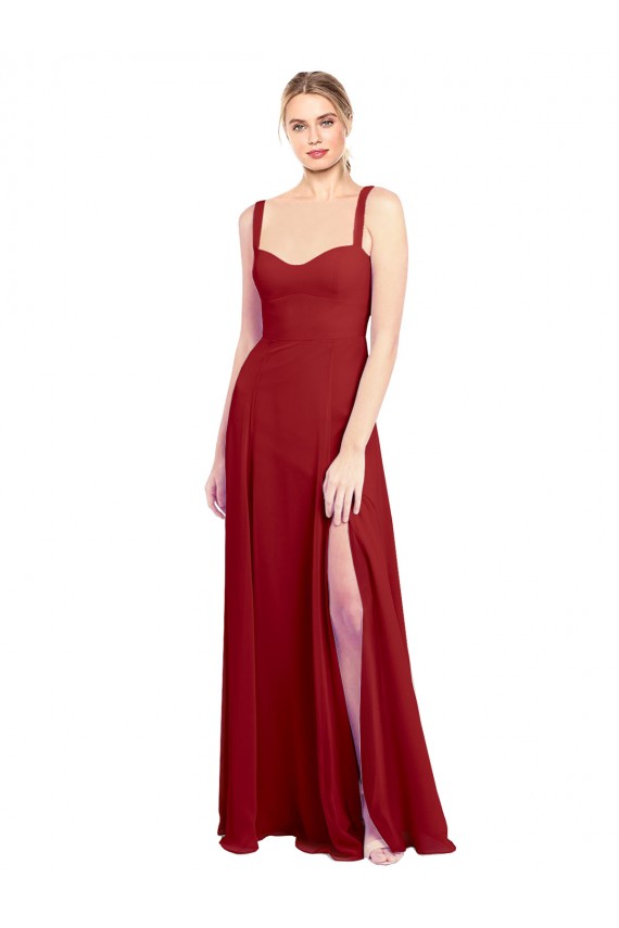 Red Sleeveless Sweetheart A-Line Soft Chiffon Bridesmaid Dress Worcester