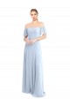 V-Back Flutter Sleeves Off the Shoulder A-Line Soft Chiffon Formal Dress / Bridesmaid Dress Worcester