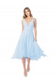 Keyhole Back Light Sky Blue Sleeveless V-Neck A-Line Soft Chiffon Bridesmaid Dress Worcester