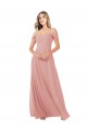 Bliss Pink Sleeveless Off the Shoulder A-Line Soft Chiffon Bridal Party Dress Worcester