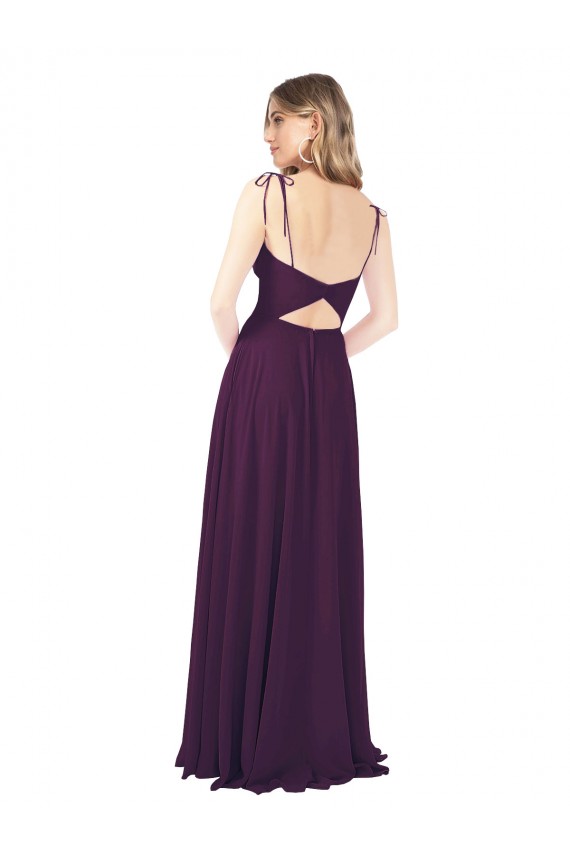 Keyhole Back Sleeveless Spaghetti Straps A-Line Soft Chiffon Bridesmaid Dress Worcester