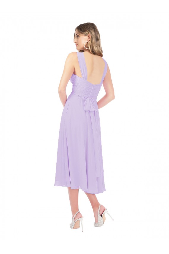 Lilac Sleeveless Sweetheart A-Line Soft Chiffon High Low Bridesmaid Dress Worcester