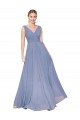 V-Back Dusty Blue Sleeveless V-Neck A-Line Soft Chiffon Formal Evening Gown / Prom Dress / Bridesmaid Dress Worcester