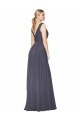 V-Back Dusty Blue Sleeveless V-Neck A-Line Soft Chiffon Formal Evening Gown / Prom Dress / Bridesmaid Dress Worcester