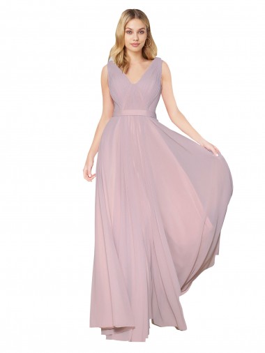 V-Back Primrose Sleeveless V-Neck A-Line Soft Chiffon Formal Evening Gown / Prom Dress / Bridesmaid Dress Worcester