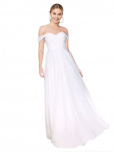 Sleeveless Off the Shoulder A-Line Soft Chiffon Formal Evening Gown / Prom Dress / Bridesmaid Dress Worcester