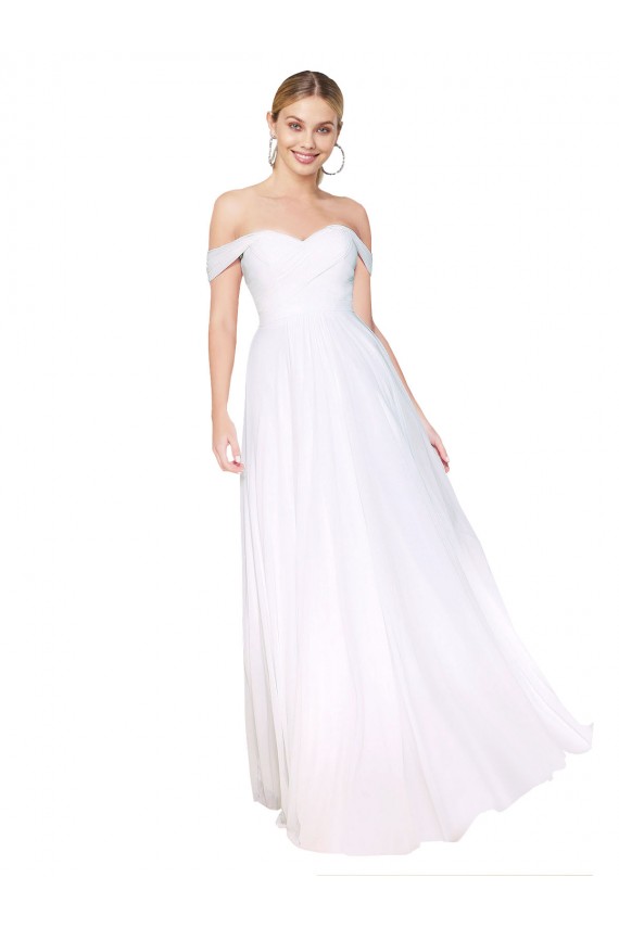 Sleeveless Off the Shoulder A-Line Soft Chiffon Formal Evening Gown / Prom Dress / Bridesmaid Dress Worcester