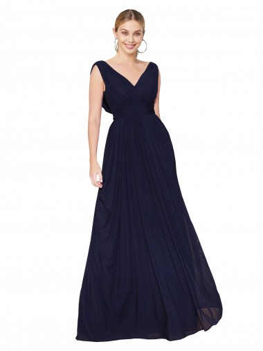 Sleeveless V-Neck A-Line Soft Chiffon Formal Evening Gown / Prom Dress / Bridesmaid Dress Worcester
