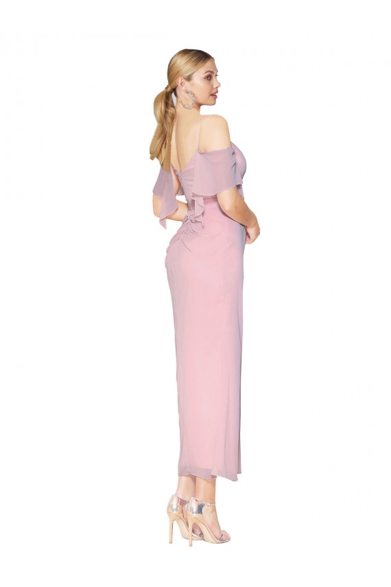 Cold Shoulder Off the Shoulder Mermaid Soft Chiffon Formal Evening Gown / Prom Dress / Bridesmaid Dress Worcester