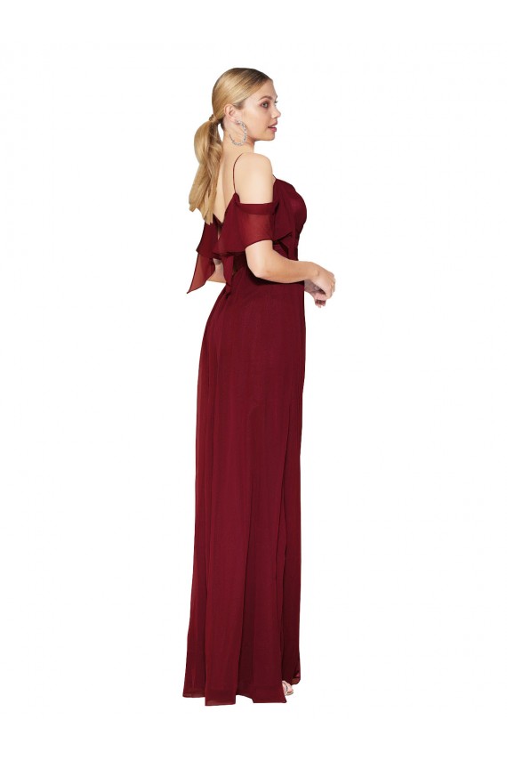 V-Back Cold Shoulder Off the Shoulder Trumpet Soft Chiffon Formal Evening Gown / Prom Dress / Bridesmaid Dress Worcester