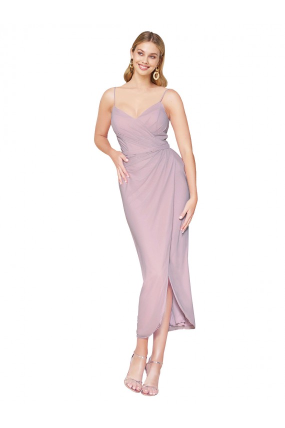 V-Back Sleeveless Spaghetti Straps Mermaid Soft Chiffon High Low Evening Gown / Prom Dress / Bridesmaid Dress Worcester