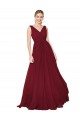 V-Back Burgundy Sleeveless V-Neck A-Line Soft Chiffon Formal Dress / Bridesmaid Dress Worcester
