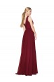 V-Back Burgundy Sleeveless V-Neck A-Line Soft Chiffon Formal Dress / Bridesmaid Dress Worcester