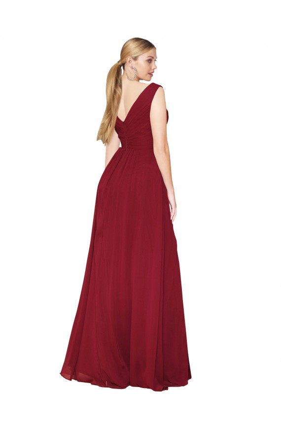 V-Back Sleeveless V-Neck A-Line Soft Chiffon Black Tie Evening Gown / Prom Dress / Bridesmaid Dress Worcester