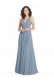 V-Back Dusty Blue Sleeveless V-Neck A-Line Soft Chiffon Bridesmaid Dress Worcester