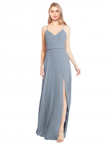 Open Back Sleeveless Off the Shoulder A-Line Soft Chiffon Bridesmaid Gowns Worcester