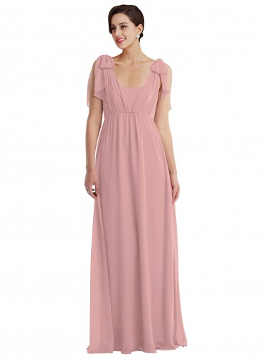Dusty Pink Sleeveless Halter Neck A-Line Soft Chiffon Semi Formal Evening Dress / Bridesmaid Dress Worcester