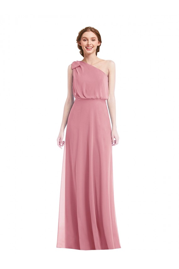 Skin Pink Sleeveless One Shoulder A-Line Soft Chiffon Semi Formal Evening Dress / Bridesmaid Dress Worcester