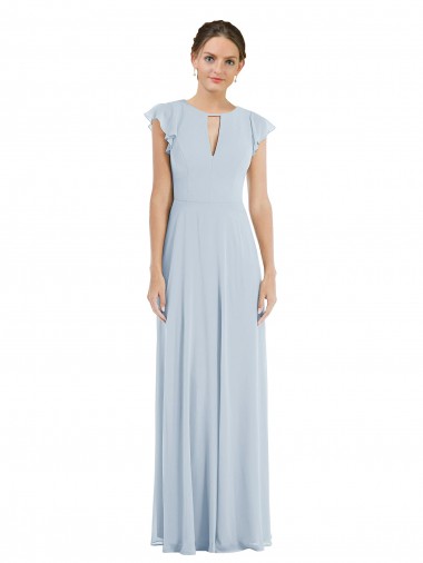 V-Back Flutter Sleeves Bateau Neck A-Line Soft Chiffon Formal Evening Gown / Bridesmaid Dress Worcester