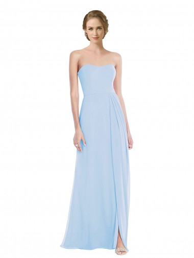 Light Sky Blue Sleeveless Sweetheart A-Line Soft Chiffon Evening Dresses Worcester
