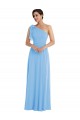 Periwinkle Sleeveless One Shoulder Trumpet Soft Chiffon Semi Formal Evening Dress / Bridesmaid Dress Worcester
