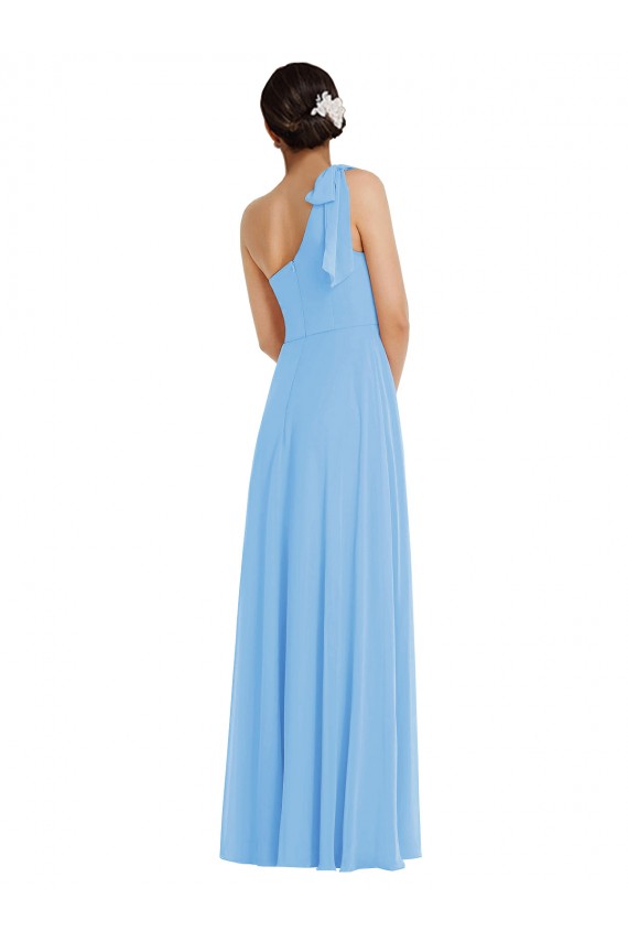 Periwinkle Sleeveless One Shoulder Trumpet Soft Chiffon Semi Formal Evening Dress / Bridesmaid Dress Worcester
