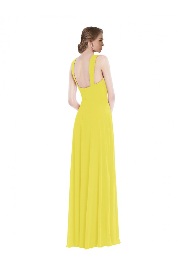 Yellow Sleeveless Spaghetti Straps A-Line Soft Chiffon Semi Formal Evening Dress / Bridesmaid Dress Worcester