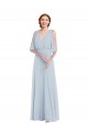 Half Sleeves V-Neck A-Line Soft Chiffon Evening Gown / Bridesmaid Dress Worcester