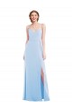 Light Sky Blue Sleeveless Spaghetti Straps A-Line Soft Chiffon Formal Evening Gown / Bridesmaid Dress Worcester
