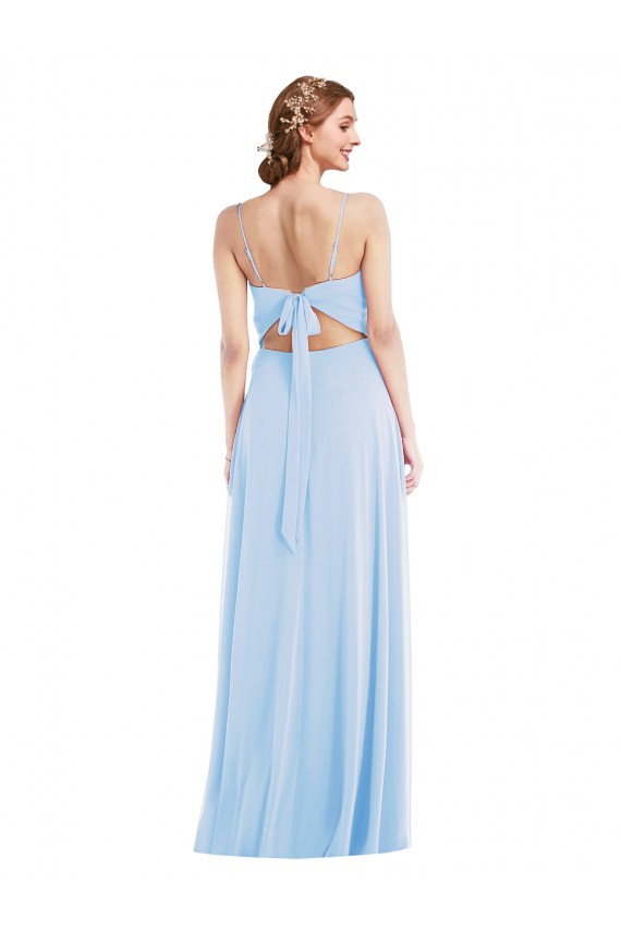 Light Sky Blue Sleeveless Spaghetti Straps A-Line Soft Chiffon Formal Evening Gown / Bridesmaid Dress Worcester