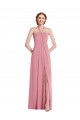Open Back Skin Pink Sleeveless Halter Neck A-Line Soft Chiffon Semi Formal Evening Dress / Bridesmaid Dress Worcester