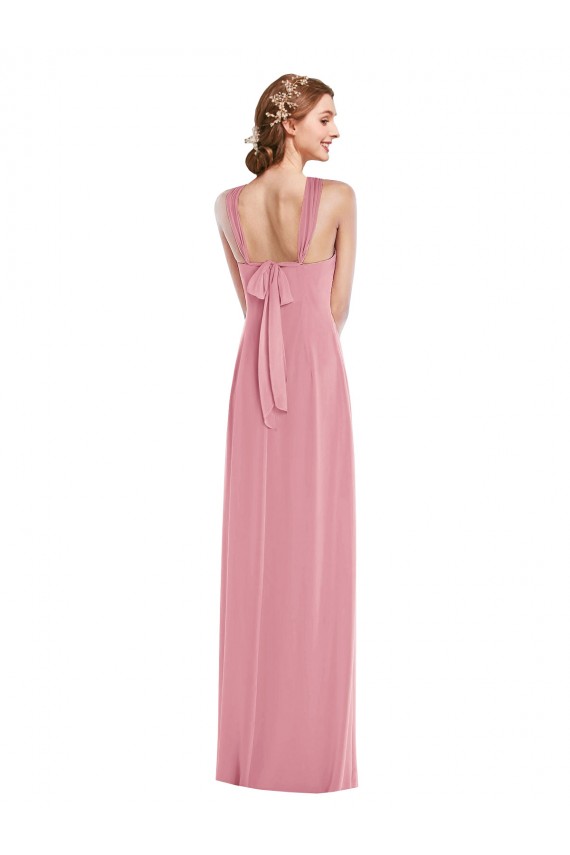 Open Back Skin Pink Sleeveless Halter Neck A-Line Soft Chiffon Semi Formal Evening Dress / Bridesmaid Dress Worcester
