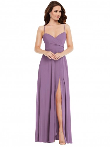 Low Back Sleeveless Spaghetti Straps A-Line Soft Chiffon Bridesmaid Dress / Formal Dress Worcester