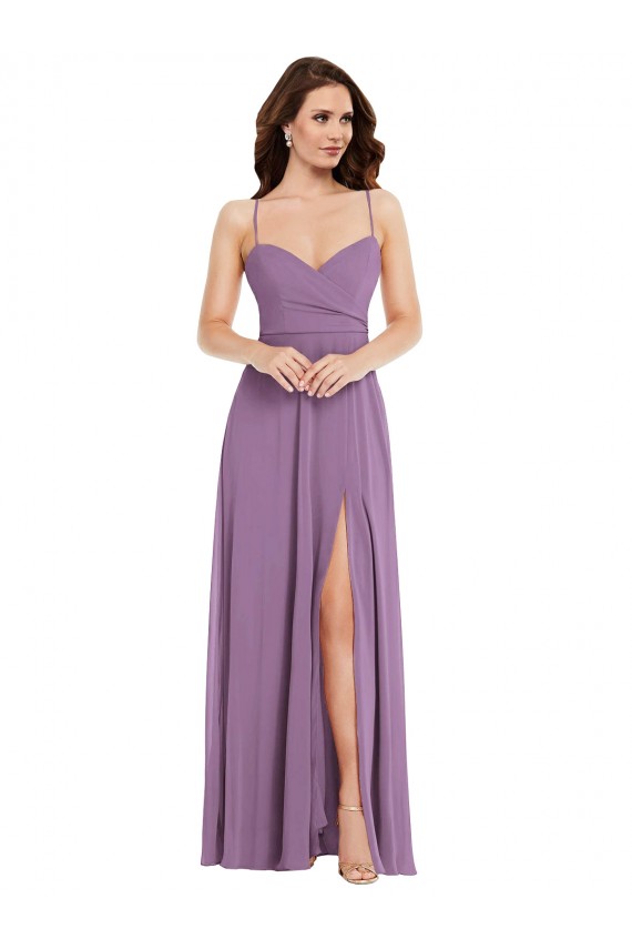 Low Back Sleeveless Spaghetti Straps A-Line Soft Chiffon Bridesmaid Dress / Formal Dress Worcester