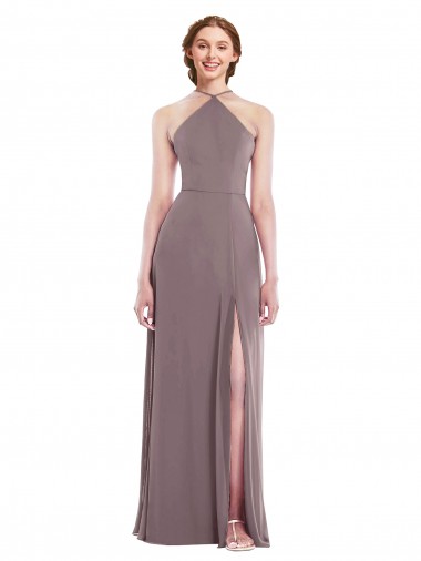 Low Back Sleeveless Halter Neck A-Line Soft Chiffon Formal Evening Gown / Bridesmaid Dress Worcester