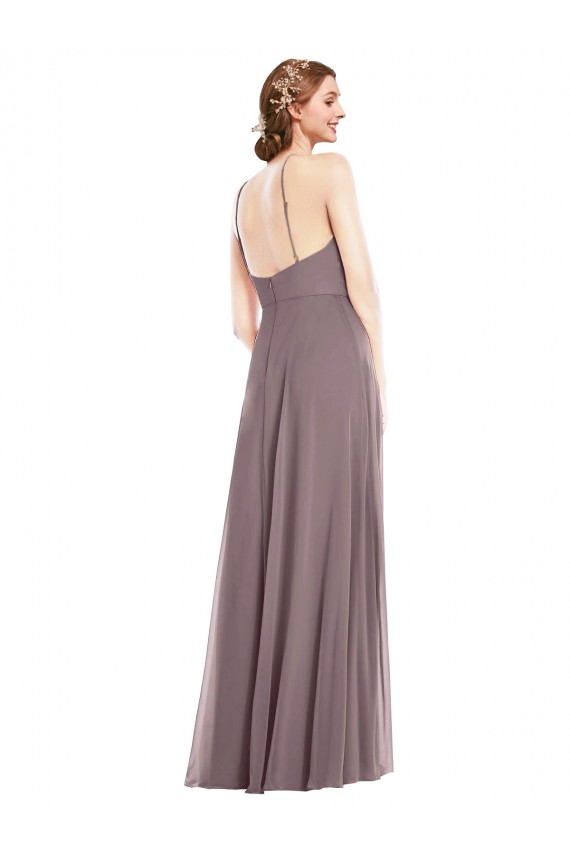 Low Back Sleeveless Halter Neck A-Line Soft Chiffon Formal Evening Gown / Bridesmaid Dress Worcester
