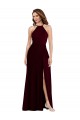 Low Back Burgundy Gold Sleeveless Spaghetti Straps A-Line Soft Chiffon Semi Formal Evening Dress / Bridesmaid Dress Worcester