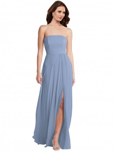 Sleeveless Strapless A-Line Soft Chiffon Semi Formal Evening Dress / Bridesmaid Dress Worcester