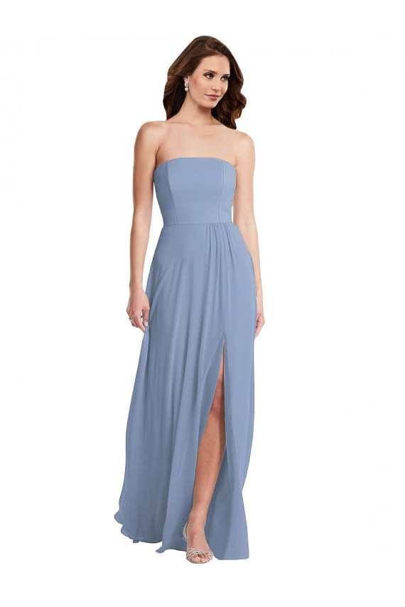 Sleeveless Strapless A-Line Soft Chiffon Semi Formal Evening Dress / Bridesmaid Dress Worcester